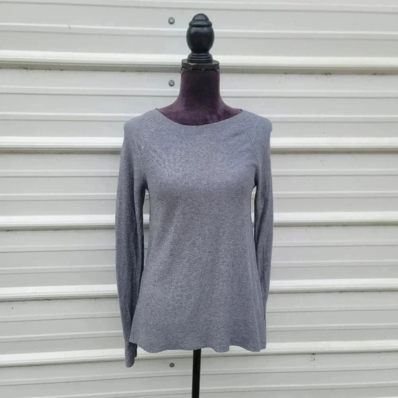 LOFT Women's Long Sleeve Knit Sweater Gray Boat Neck Cotton Nylon Rayon Cozy XS - Picture 1 of 11